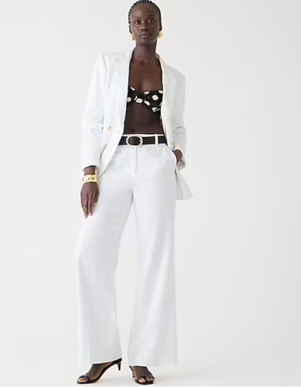 J. Crew Carolina Flare Linen Pants 0 0T T0 NWT White Stretch Trousers BZ414